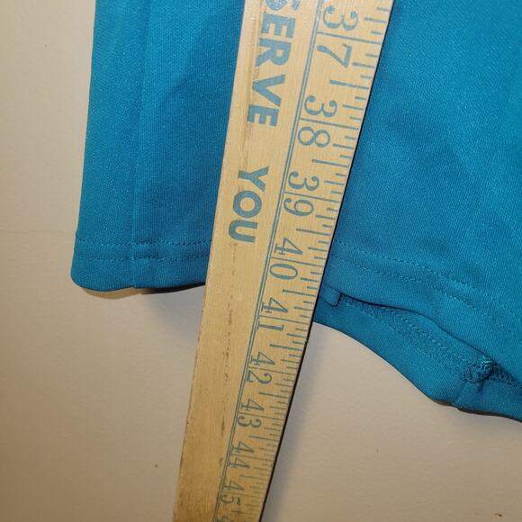 Bob Mackie Floral Embroidered Art To Wear Shift Dress Teal Blue Stretch Size L - Picture 7 of 8